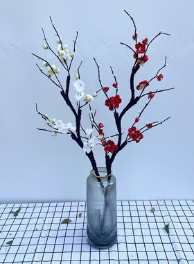 单支仿真腊梅干枝假绢家居饰品客厅落地装饰树卉艺