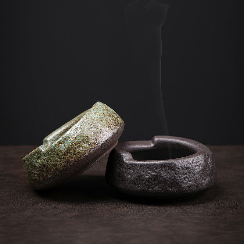复古粗陶烟灰缸防风茶桌茶几性办公室装饰器皿