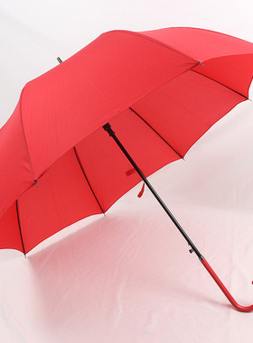 雨中想你长雨伞大红色超拱形公纯色超轻细杆自动新娘伞