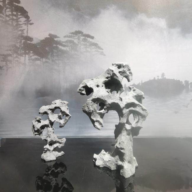 枯山水 砂岩太湖石装饰摆台 居室玄关山石微景观摆景