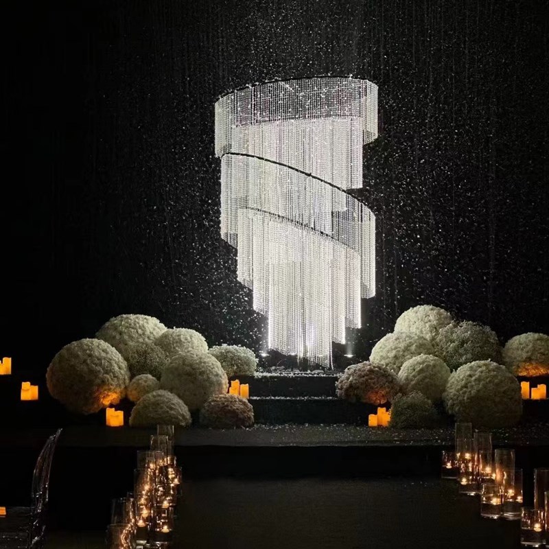 婚庆伊美铁艺异形架背景舞台婚礼堂水晶地球珠装饰