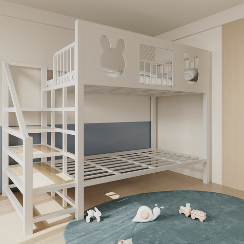 新款铁艺高架床多功能阁楼床简约省空间小户型床下桌铁架床北欧