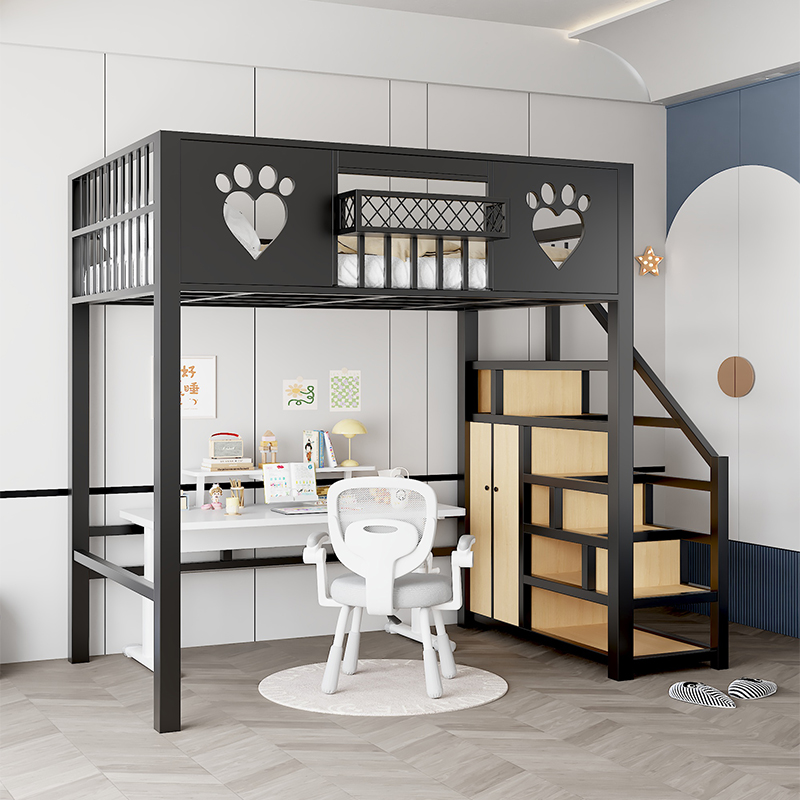 北欧铁艺高架床小户型阁楼