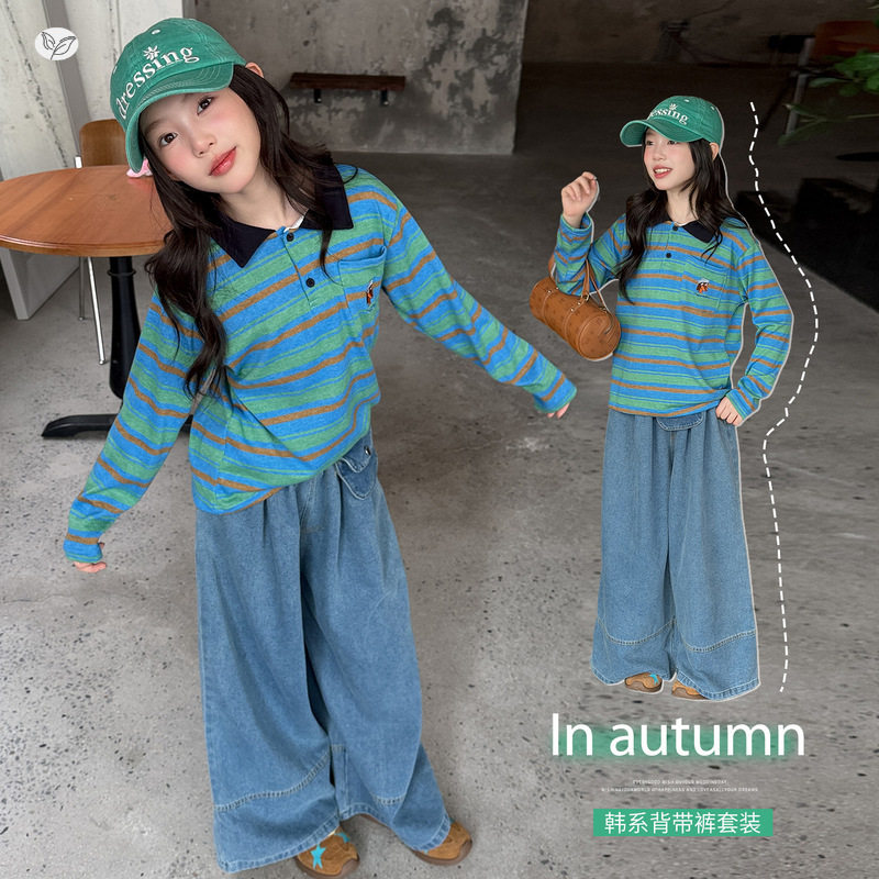 女童2026年秋季新款韩版条纹儿童运动套装