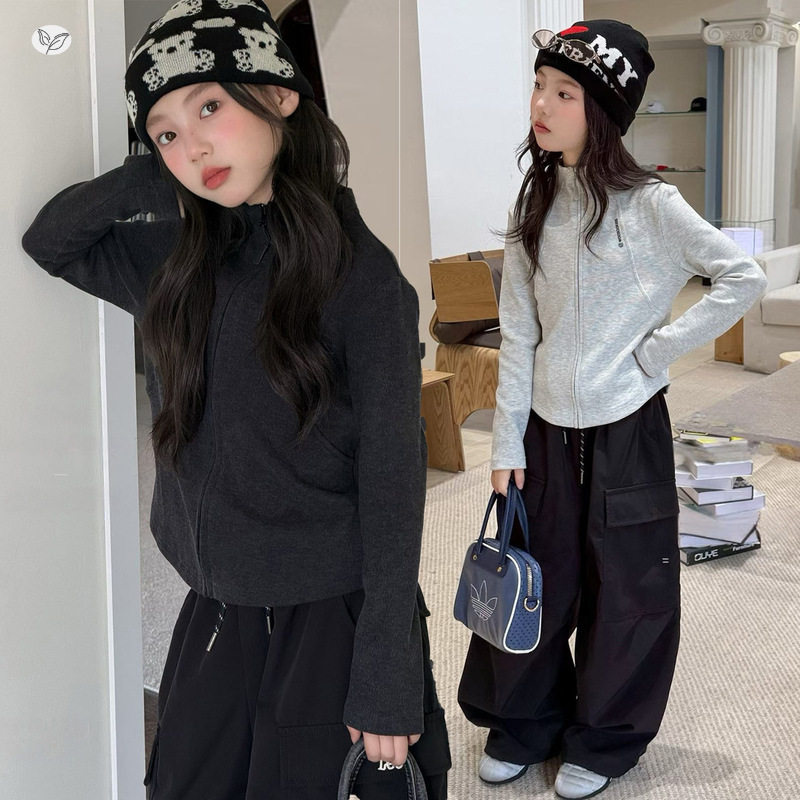 女童秋冬新款韩版内里磨毛立领打底衫中大童加厚百搭内搭加厚上衣