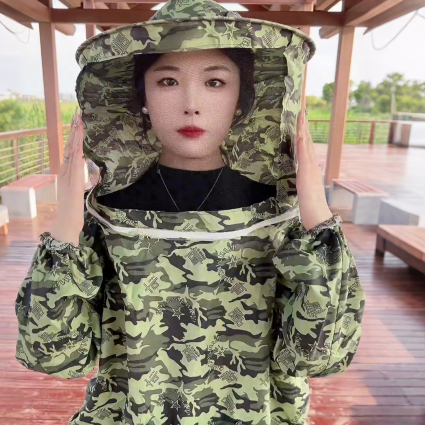 防蜂服全套透气专用养蜂工具加厚衣服干农活玉米地掰玉米防护帽子