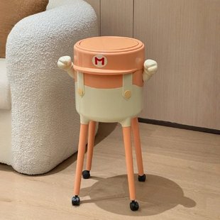家用高级感大容量垃圾桶轻奢客厅大号可移动免弯腰高脚垃圾桶带盖