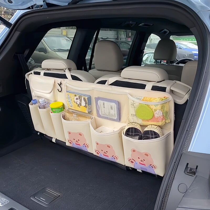 车载座椅后背中间后备箱收纳袋车内悬挂式多功能储物衣物整理分类