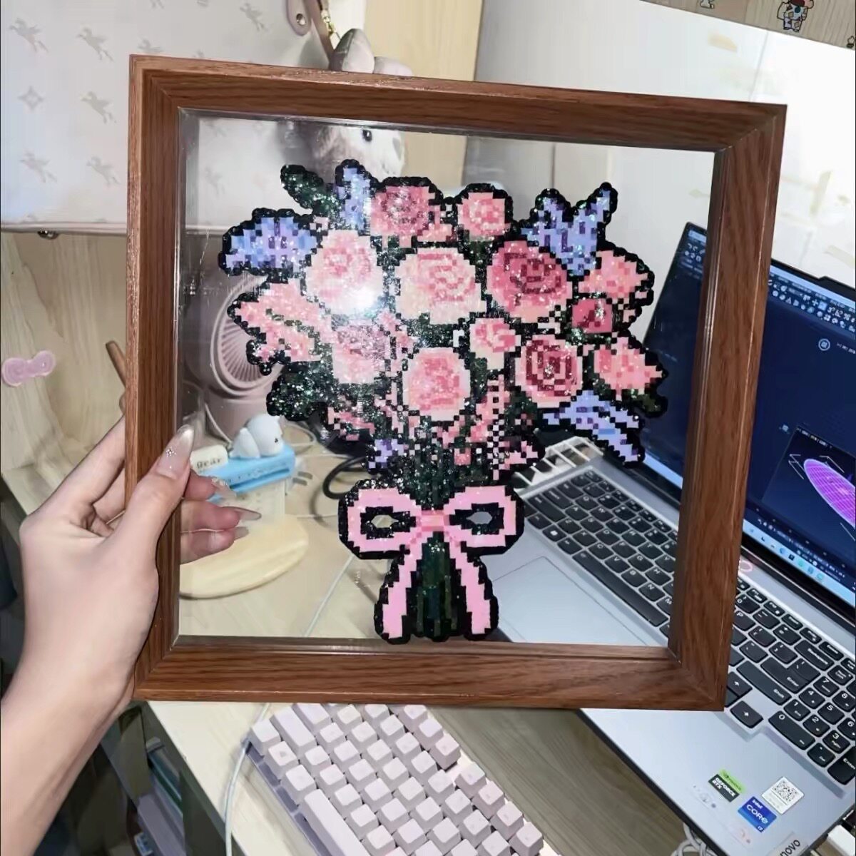 拼豆展示相框双面透明亚克力放拼豆成品DIY展示板正方形空框摆台