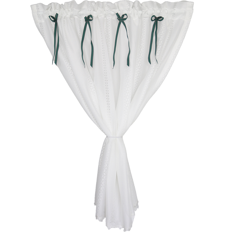 鸢尾乡旅法式白蕾丝花窗帘客厅卧室飘窗落地纱帘帘半帘门帘免打孔