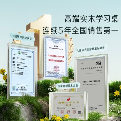 2平米学习桌实木儿童书桌写字桌椅套装小学生家用可升降领航员