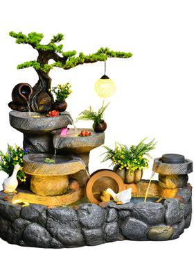 假山喷泉流水摆件循环水池阳台室内水景造景户外布置别墅庭院鱼池