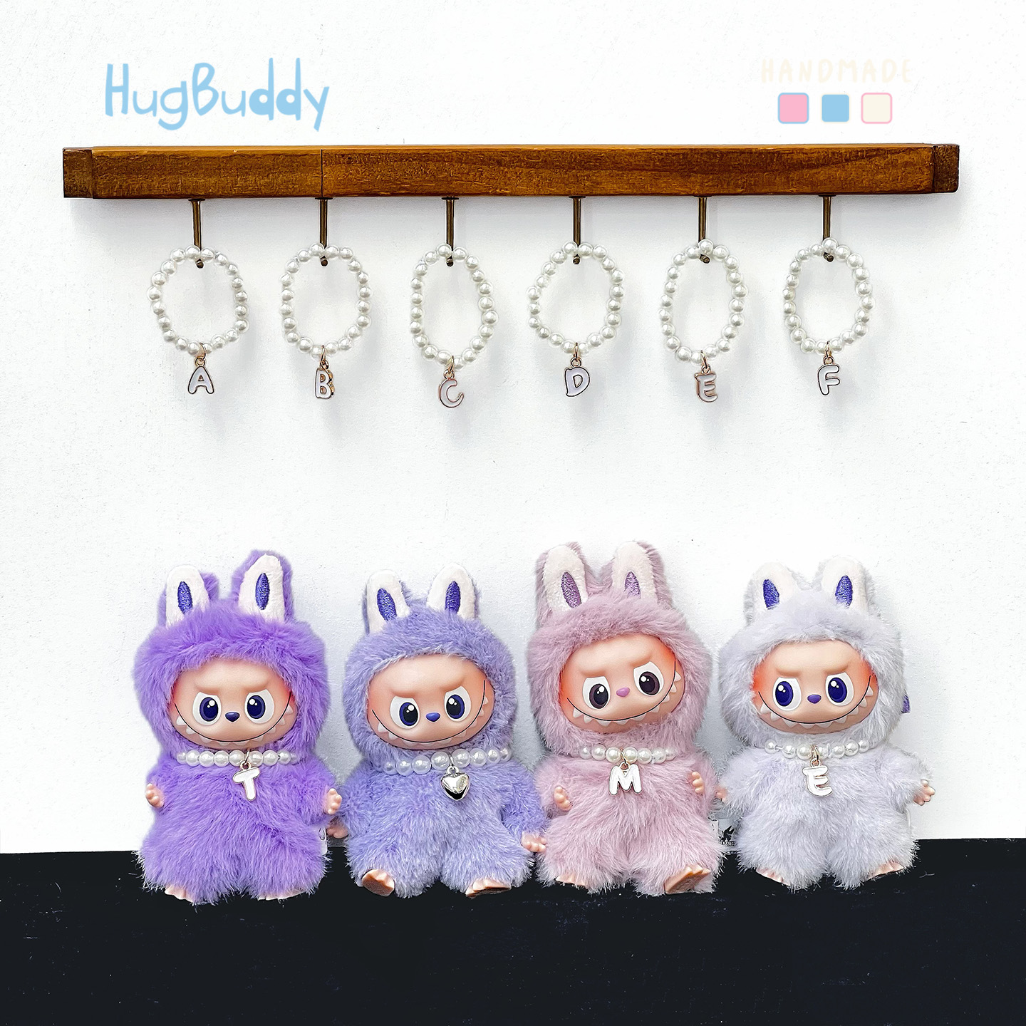 4.0迷你拉布布四代labubu26字母珍珠项链心底密码娃衣配饰小配饰