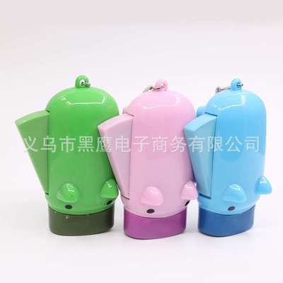 小猪迷你家用手压式手摇自发电手动手电筒led手捏光应急灯可发电