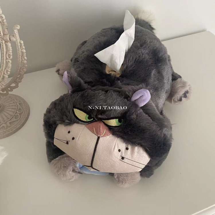 可爱卡通坏猫路西法毛绒公仔抱枕纸巾套家居车载抽纸纸巾套