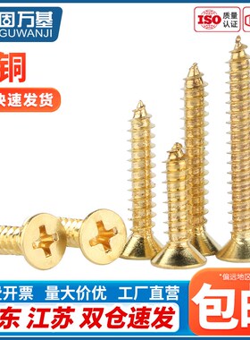 铜自攻螺丝黄铜十字沉头自攻螺钉金色平头螺钉M2MK3/M3.5M4M5M6M8