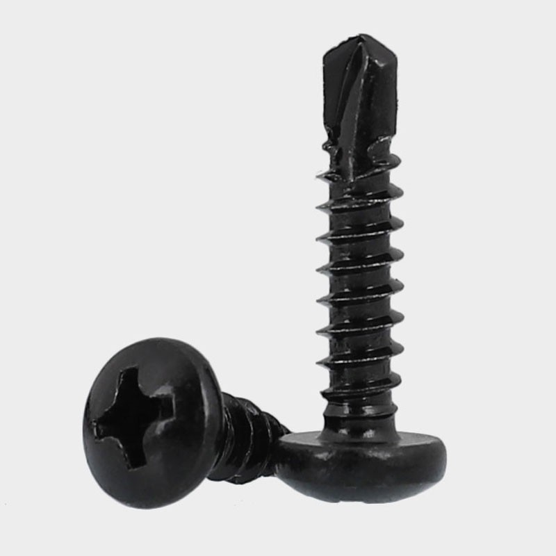 黑色410不锈钢十字盘头钻尾自攻螺丝圆头燕尾自钻螺钉M4U.2M4.8mm