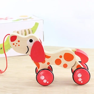 直销儿童拖拉小黄狗亲子互动宝宝学步玩具零售一件幼儿学爬玩具