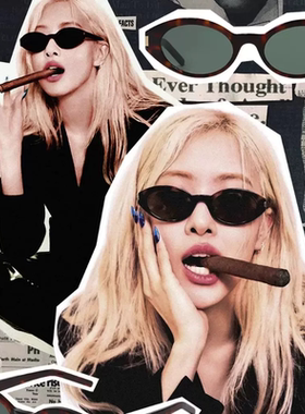 Rose宋佳同款复古猫眼墨镜女出片小框玳瑁太阳镜有度数防紫外线