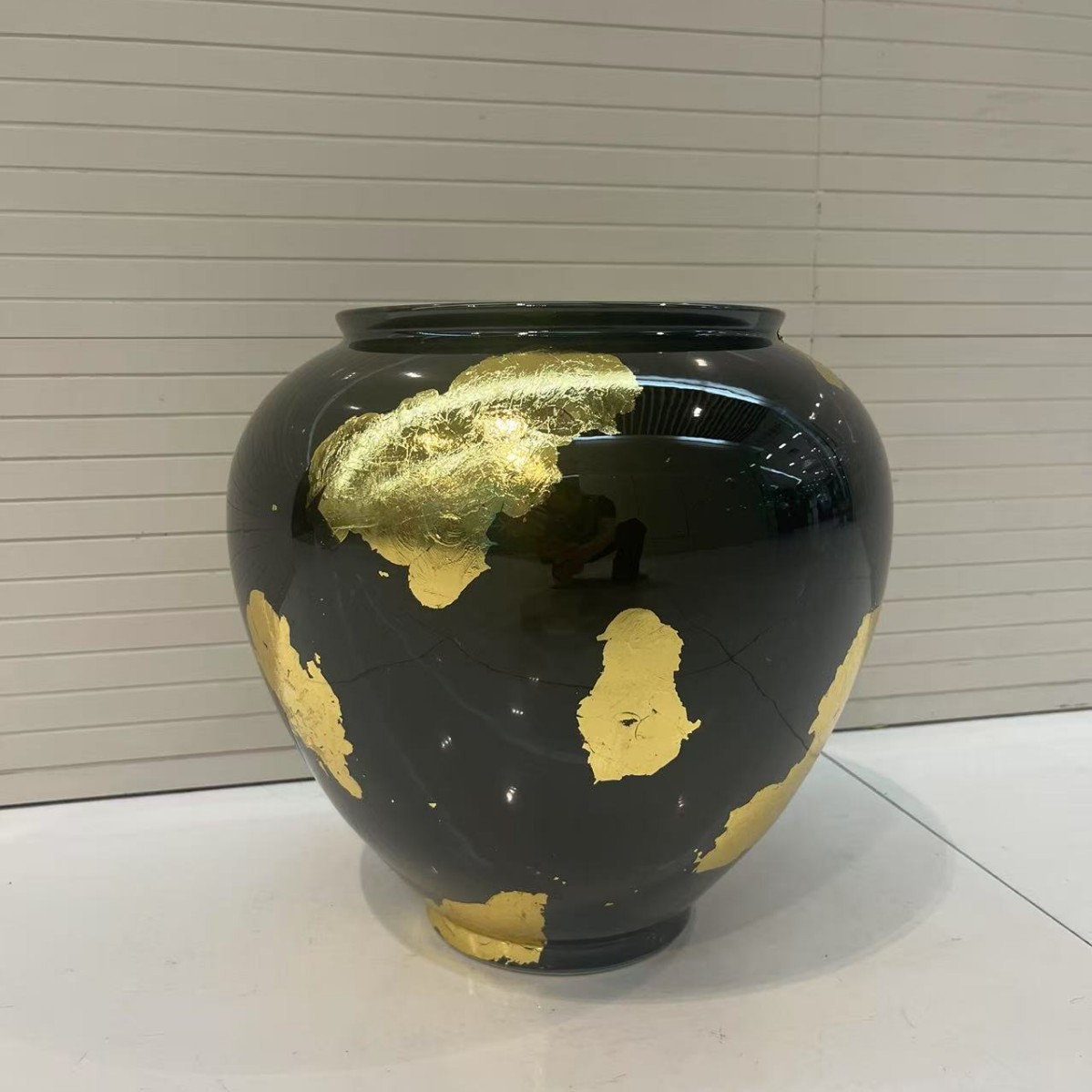 新中式创意贴金箔陶瓷花瓶陈设饰品摆件样板房间酒店办公室玄关