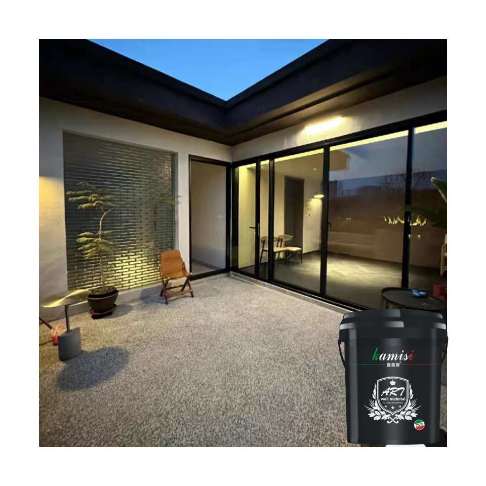 树脂洗石 胶粘石 瓷石墙地一体涂料washed stone可出口