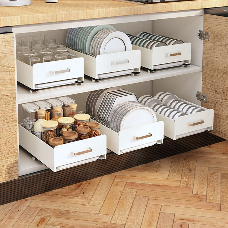 拉篮厨房橱柜抽屉式碗篮多功能台面拉栏收纳盘碟置物架碗盘家用