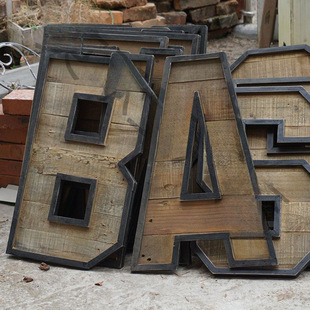 2026复古工业风实木质英文字母壁挂酒吧咖啡厅墙壁挂件墙上装饰品