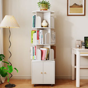 360度旋转书架家用多层书柜落地书柜移动置物架收纳柜一体摆件柜