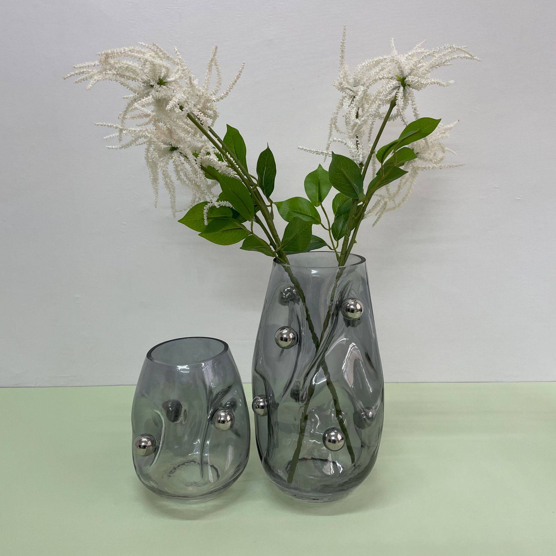 北欧灰色玻璃花瓶创意干花花器办公室客厅样板房摆件家居饰品花瓶,橡塑材料及制品,其他塑料制品,淘宝优惠券,粉丝福利购,淘宝优惠卷