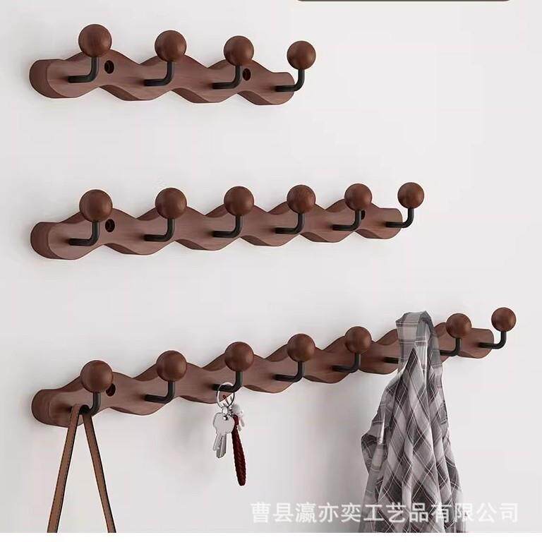 墙上挂衣架星球实木挂衣钩玄关壁挂式挂衣架进门口衣帽挂钩现货