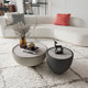 轻奢小户型大碗小碗茶几风格 创意圆形岩板港式 茶桌设计师家具钢艺