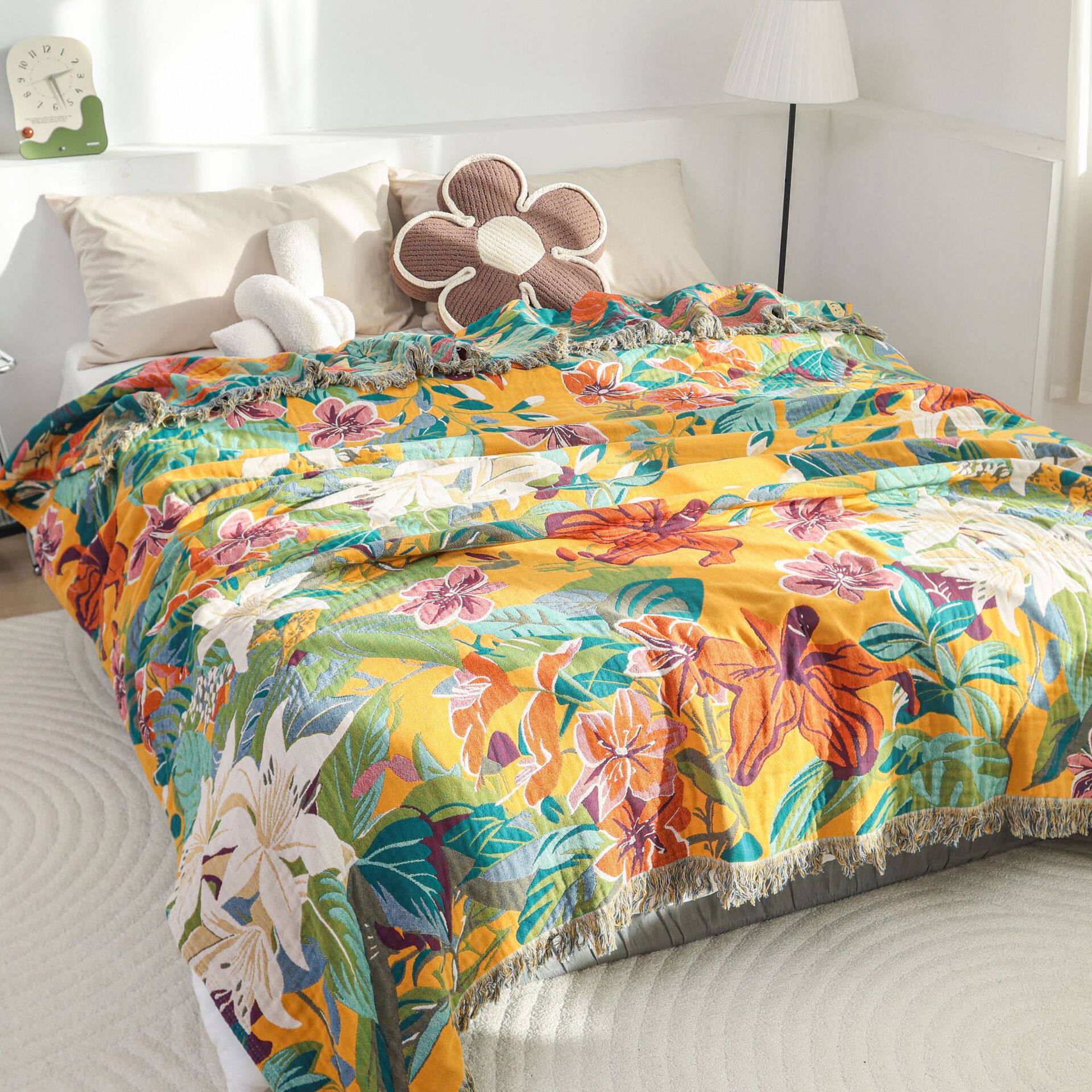 新款印花四季通用座垫防滑沙发巾简约防尘靠背巾盖布加大多功能毯