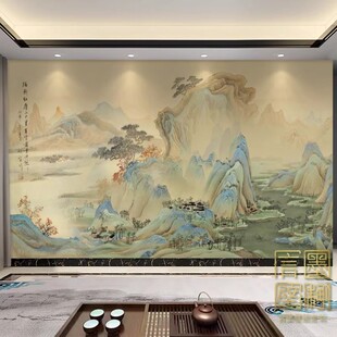 山水电视背景墙壁布3d立体客厅定制壁画影视墙纸新款 中式 8d壁纸