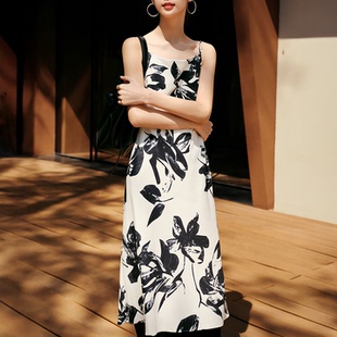 木兰缪斯 印花无袖 珂奈禾 新款 缪斯吊带连衣裙XF05898V1 春夏季