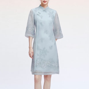 改良旗袍连衣裙RF05517M1 中国风复古新中式 珂奈禾商场同款 春夏季