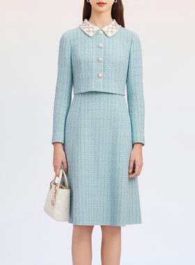 珂奈禾拉商场同款时尚新款假两件香风连衣裙中长款长裙RF06621K1