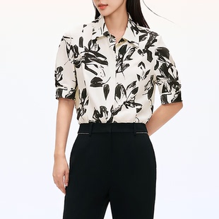 春夏季 珂奈禾 新款 通勤印花五分袖 上衣XE00777D1 衬衫 木兰缪斯