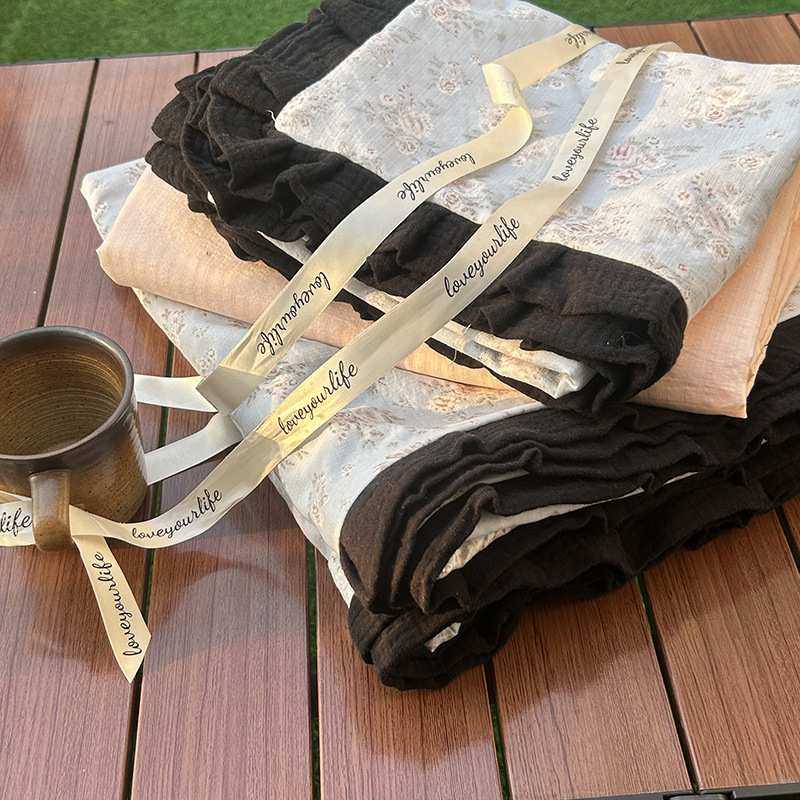 复古少女心纤维水洗棉四件套法式荷叶花边被套宿舍三件套床笠款