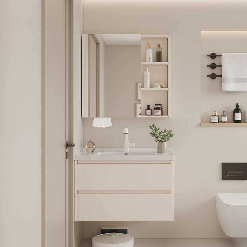 太空铝蜂窝铝合金浴室柜一体陶瓷盆洗手台洗漱池卫生间智能镜组合