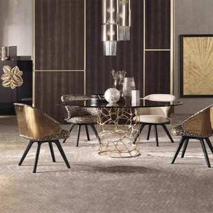 Robertocavalli轻奢罗伯特KeyWest怀抱样式餐椅别墅豹纹印花餐椅