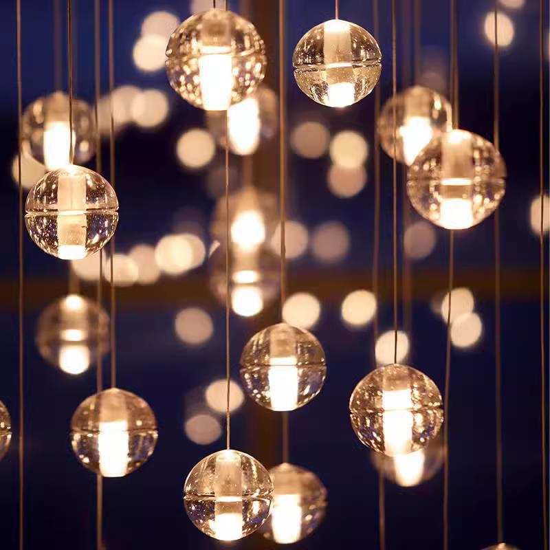 中山工厂直销复式别墅楼梯loft挑高挑空吊灯水晶2024新款现代简约