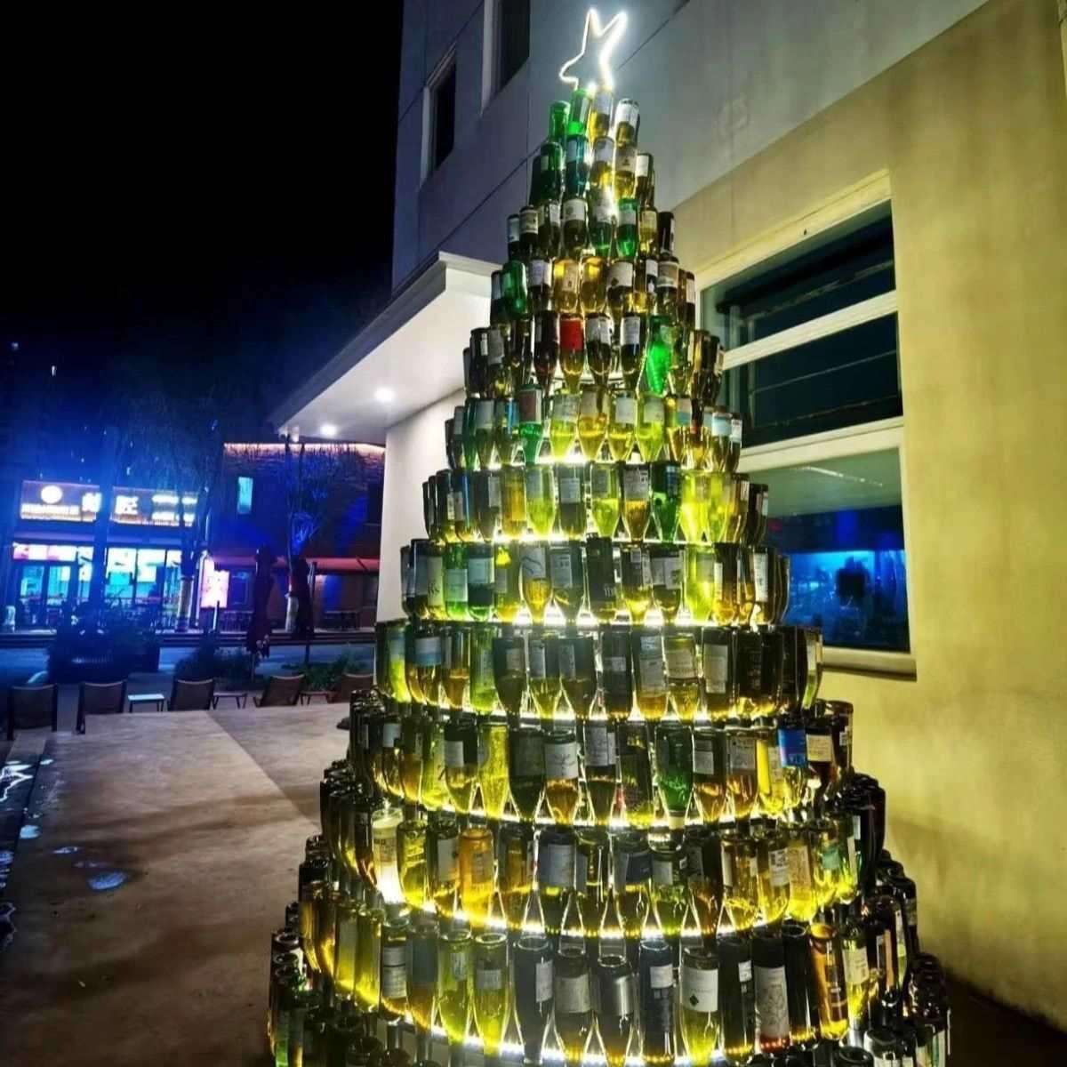 季酒瓶树香槟塔酒吧派对求婚场景美陈装饰铁艺架网红