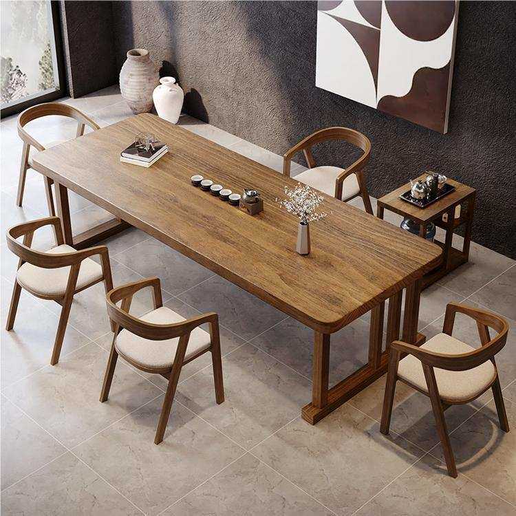 新中式客厅实木茶桌全套家用大板茶台原木禅意泡茶桌办公室茶桌椅