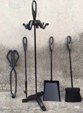 壁炉清灰工具套装欧式铸铁火炉配件火钩火钳架烤炉具清理扫把铲子
