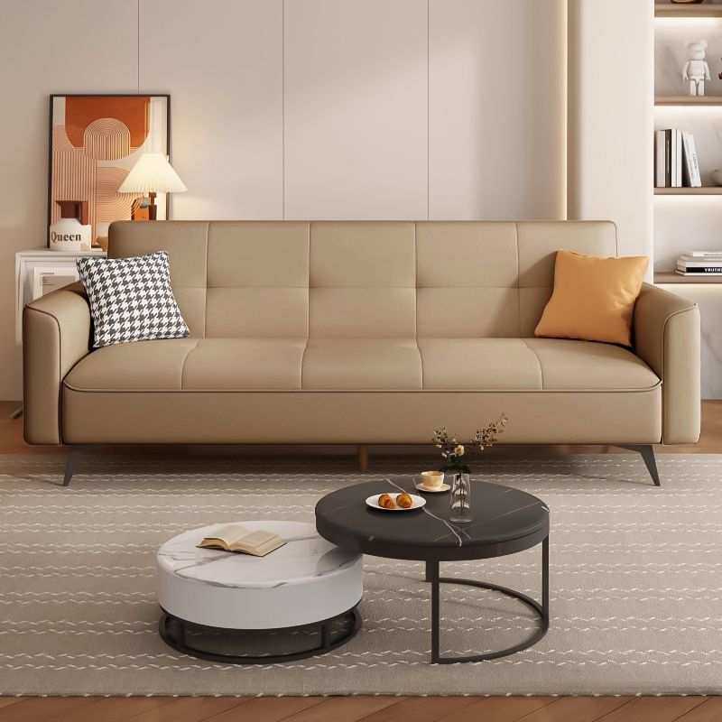 皮艺沙发小户型经济型猫抓客厅现代简约折叠沙发床两用可皮出租房