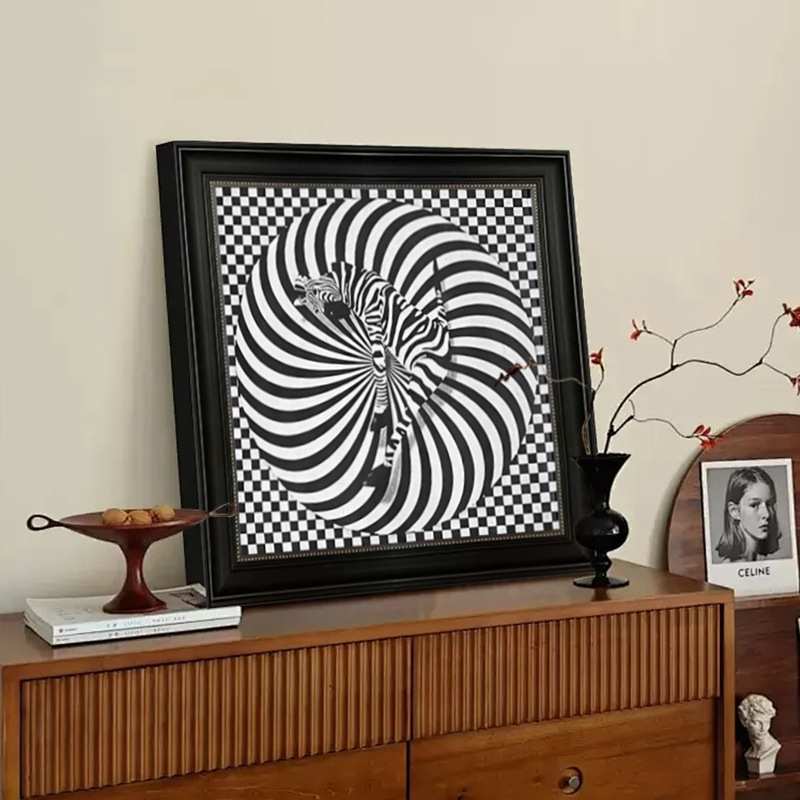 现代轻奢客厅装饰画欧式法式方形几何玄关挂画餐边柜书房走廊壁画图片