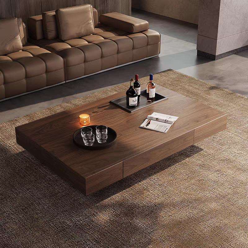 意式实木设计师极简茶几家用正方形客厅简约高级小户型长方形现代