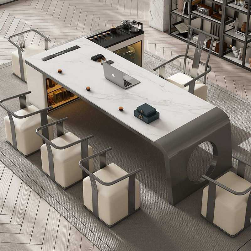 办公茶桌椅组合岩板茶台现代办公室茶桌现代客厅茶几泡茶一体两用