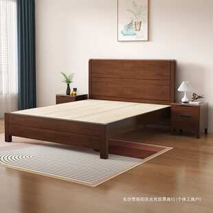 超薄床头齐边实木床一米单人床1米2成人1米5次卧小户型床架1.35米