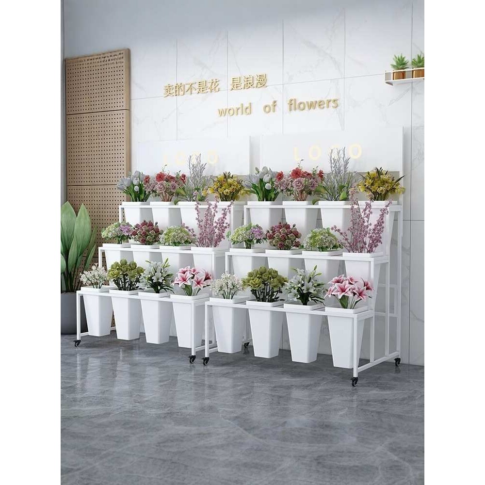 铁艺阶梯式多层鲜花展示架摆摊花店落地式花桶架醒花养花仿真花架